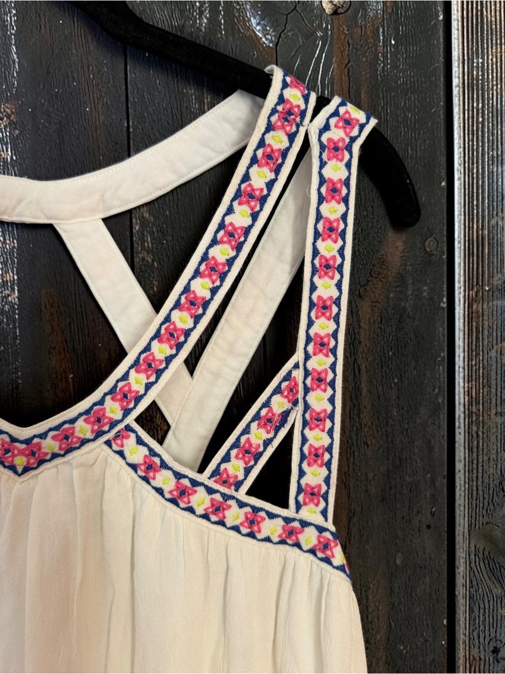 Altar'd State White Mini Dress with Pink Embroidered Trim - Picture 4 of 11